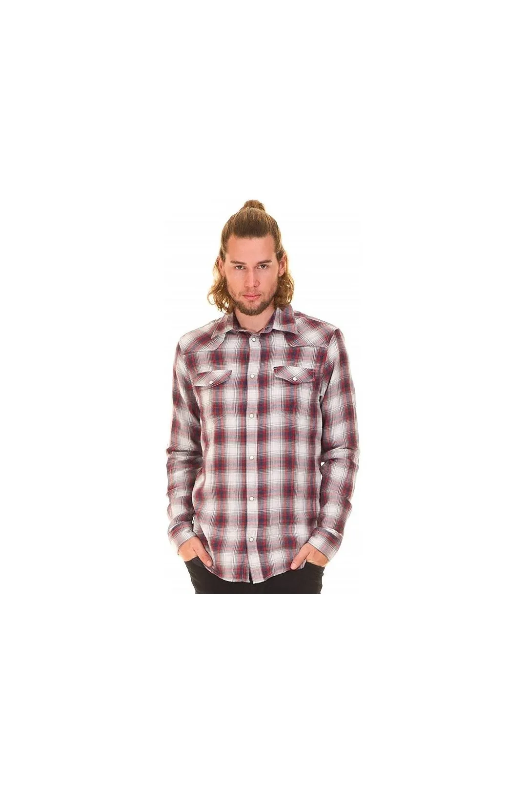WOVEN SHIRT LS ROJO