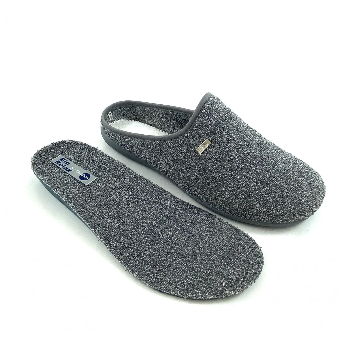 Zapatilla de casa Biorelax de hombre con plantilla extraíble, gris  Bio13501