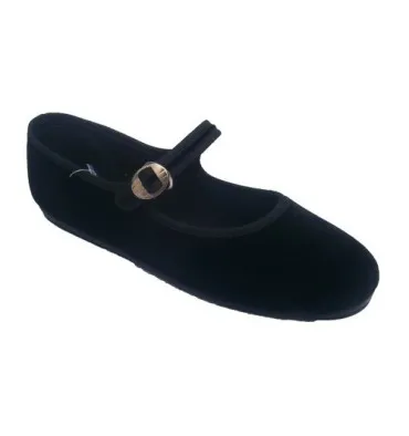 Zapatilla merceditas de terciopelo La Cadena en negro