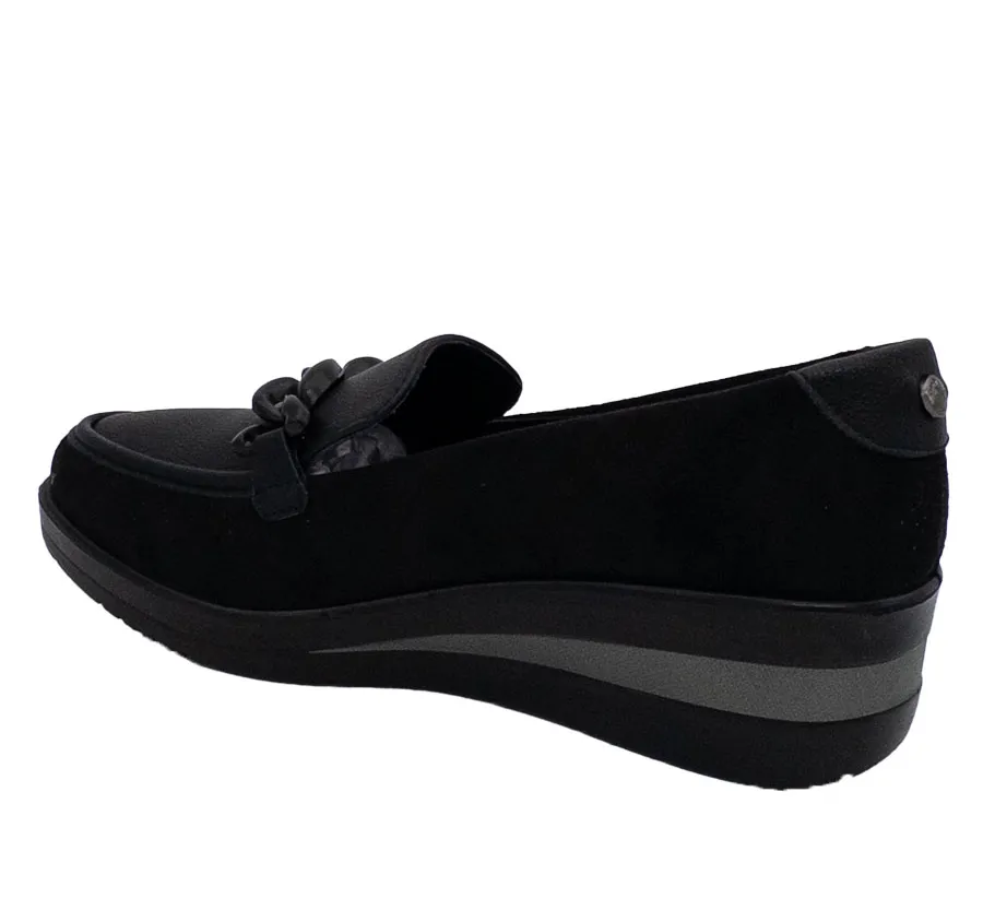 ZAPATO AMARPIES AMD25332 CUÑA CÓMODO PARA MUJER COMBINADO SINTÉTICO NEGRO PLANTILLA ACOLCHADA MEMORY SPONGE 28135