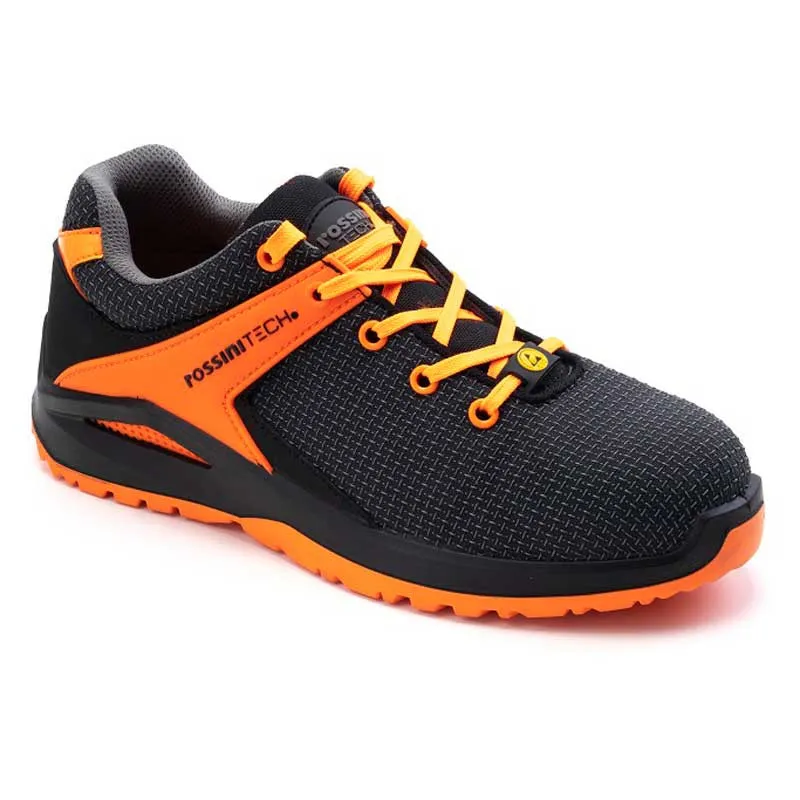 ZAPATO LABORAL SASLONG NEGRO Y NARANJA S1P SRC ESD  ROSSINI