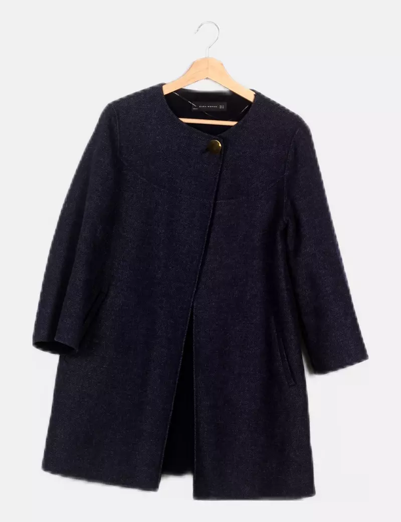 Zara Abrigo azul marino básico