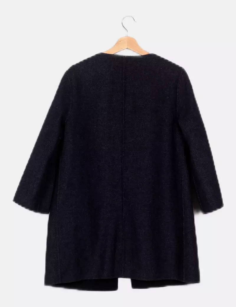 Zara Abrigo azul marino básico