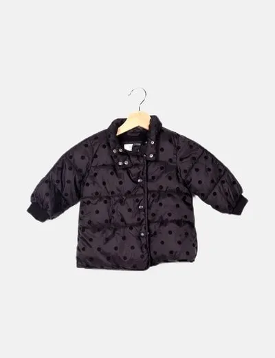 Zara Abrigo negro estampado dots