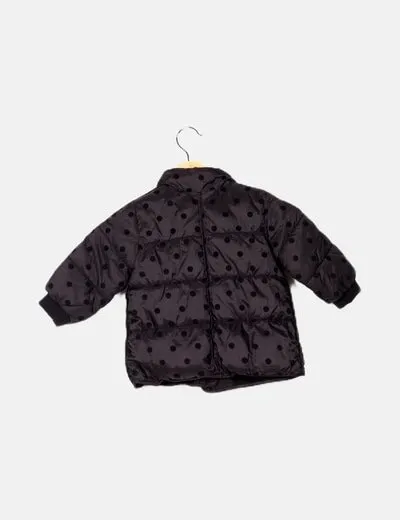 Zara Abrigo negro estampado dots