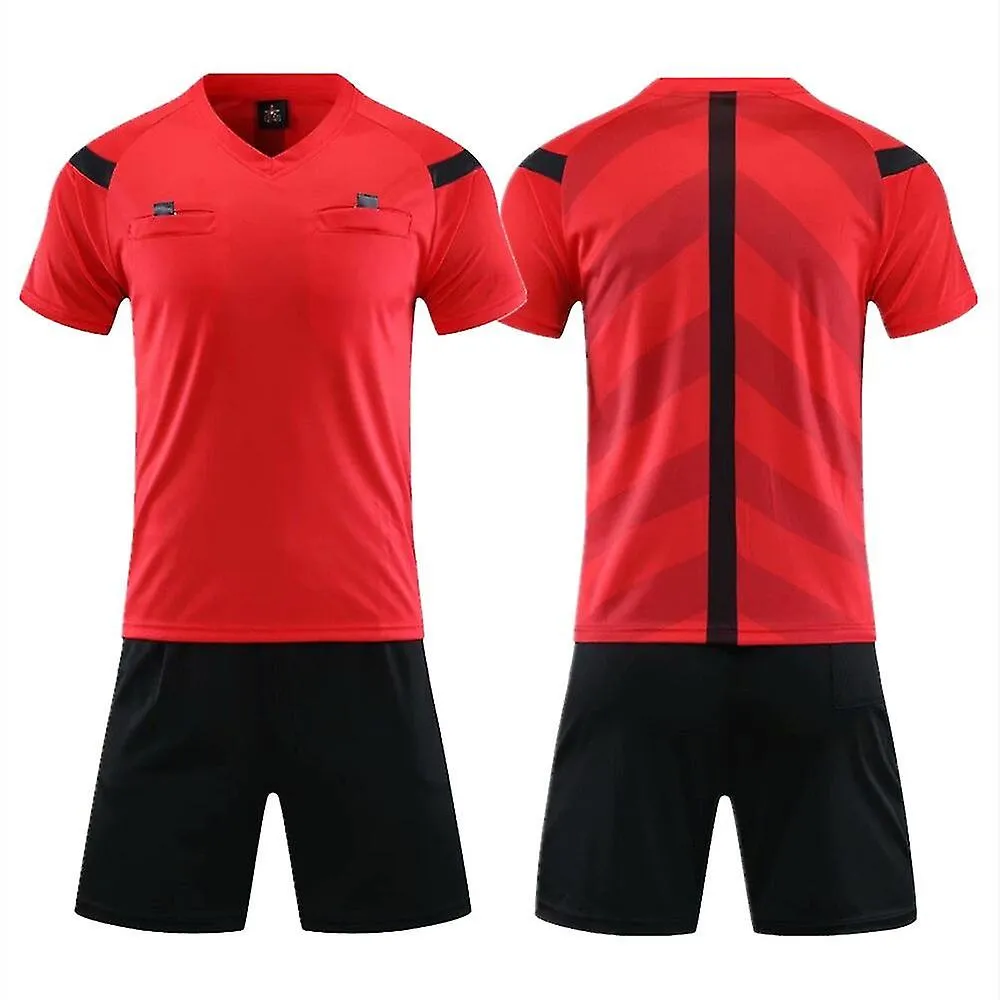Árbitro profesional Camiseta de fútbol Conjunto adulto cuello en V Fútbol Árbitro Uniforme Manga corta Partido Juez Camisa Tres 